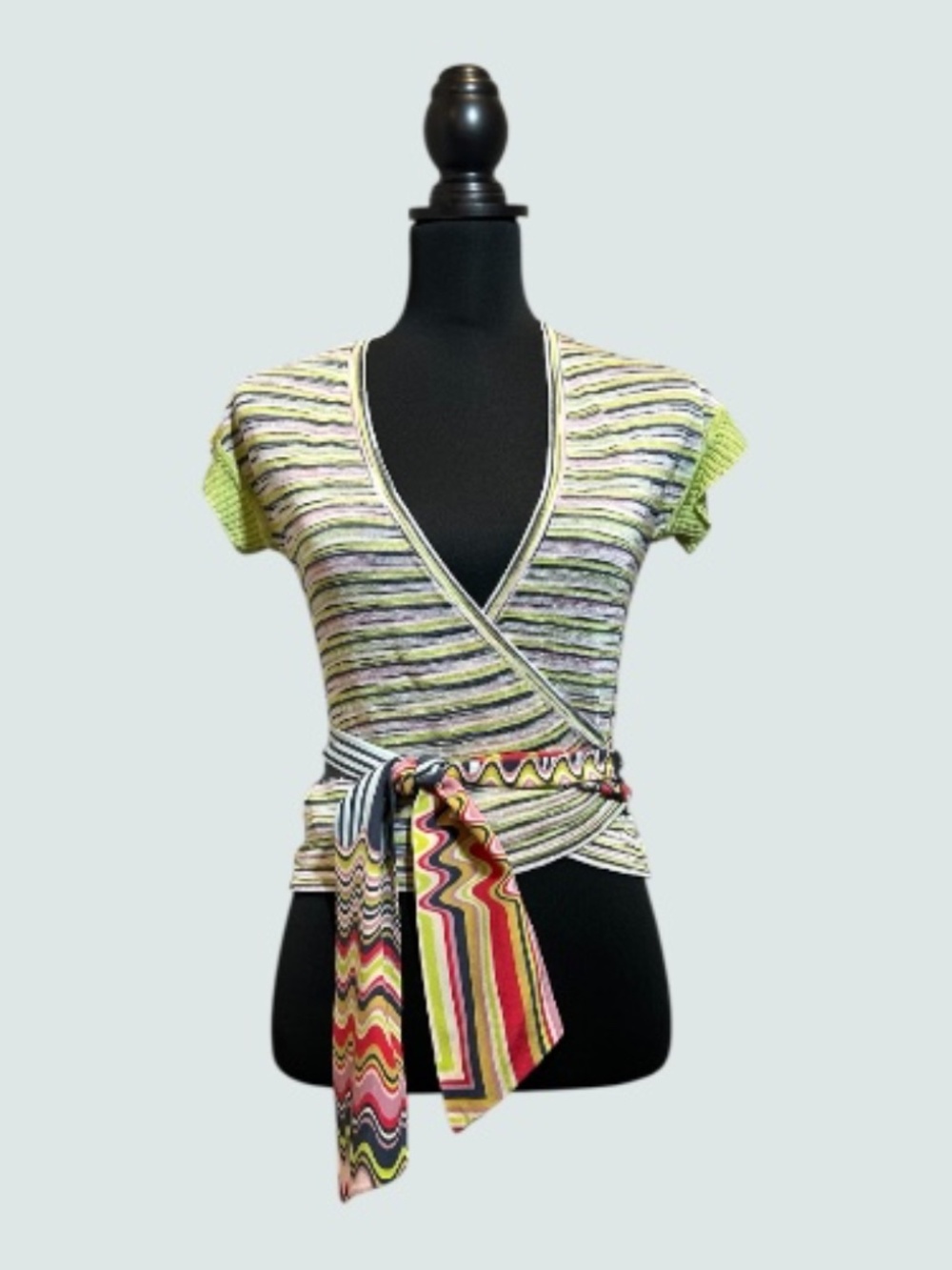 M by Missoni Wrap Knit Short Sleeve Sweater